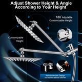 Shower Head Combo,10 Inch High Pressure Rain Shower Head with 11 in Adjustable Extension Arm and 5 Settings