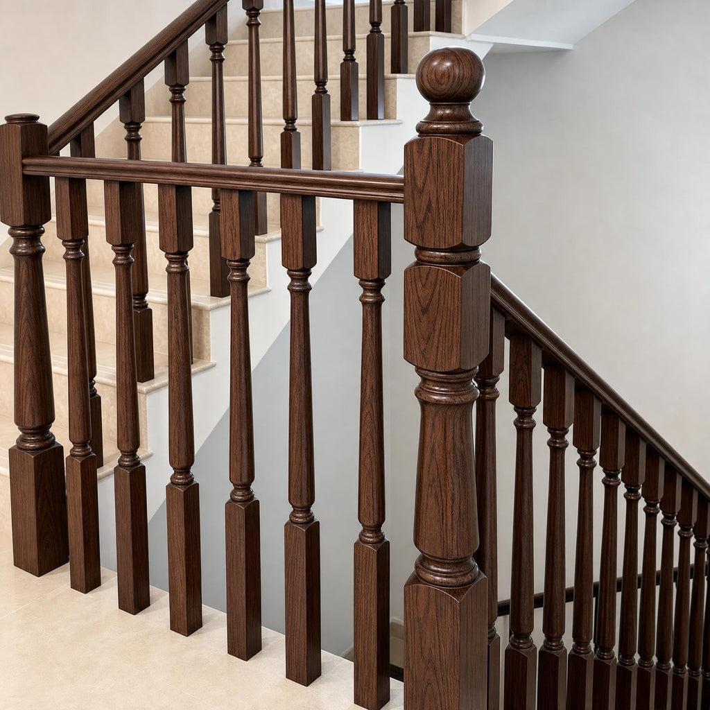 Solid Wood Baluster Newel Post for Staircase, Wood Spindles and Stair Parts with Elegant Design Improvement (Style 9)