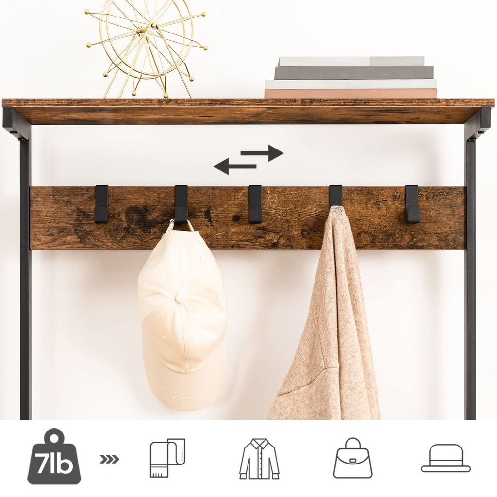 Hall Tree with Bench, Coat Rack with Shoe Storage, Shoe and Coat Rack, 5-Tier Entryway Shoe Storage, 5 Hooks, for