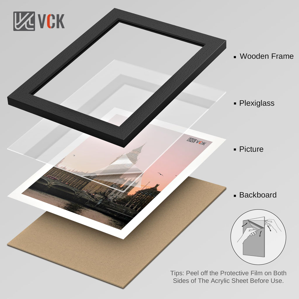 18x24 Frame 3 Pack, Black Solid Wood Concert Poster Frames, Wall Decor
