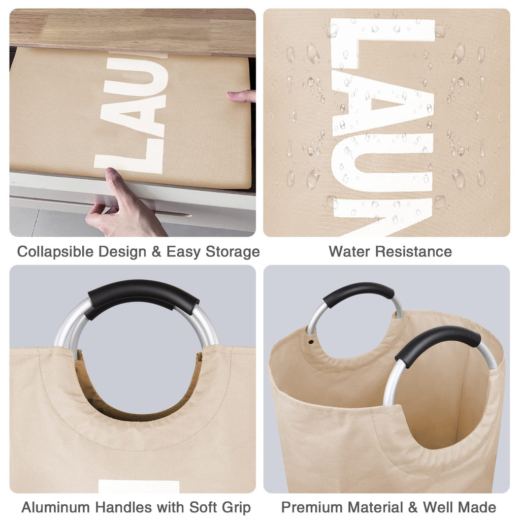 Large Laundry Basket, Laundry Hamper Bag with Handles, 115L Brown