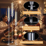 6 Set 3 Arms Acrylic Candelabras with Shades, 42" Floor Candelabra Centerpieces,Clear Candle Holder for Table
