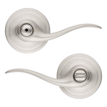 Tustin Interior Privacy Door Handle with Lock, Door Lever , Satin Nickel Reversible Keyless Turn Lock, with Microban