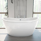 Caspian 60 inch L x 27 inch H White Acrylic Freestanding Bathtub