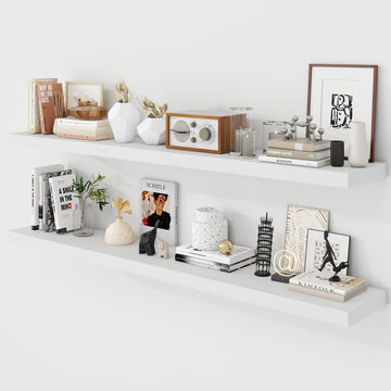 55 Inch Floating Shelves, 9.3" Deep Floating Shelf Wall Mounted, 56" Wall Shelves, Rustic Deep Bookshelf, Large