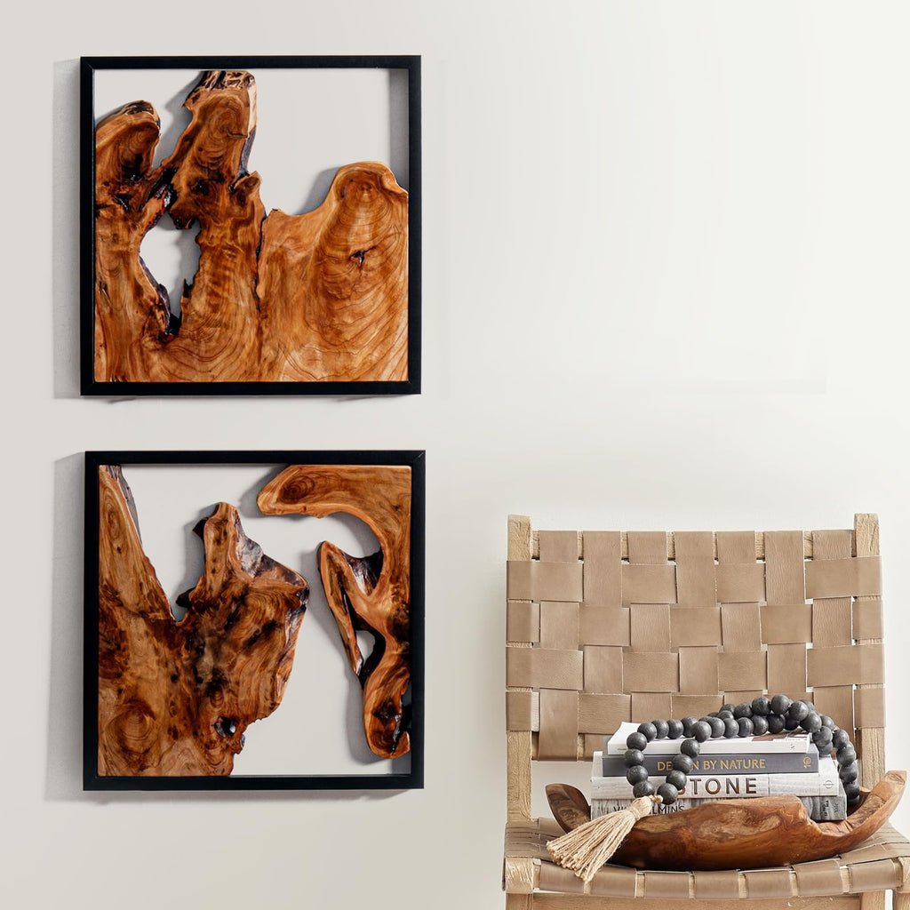 Cedar Wall Sculptures, Set of 2, Live Edge Wood Art