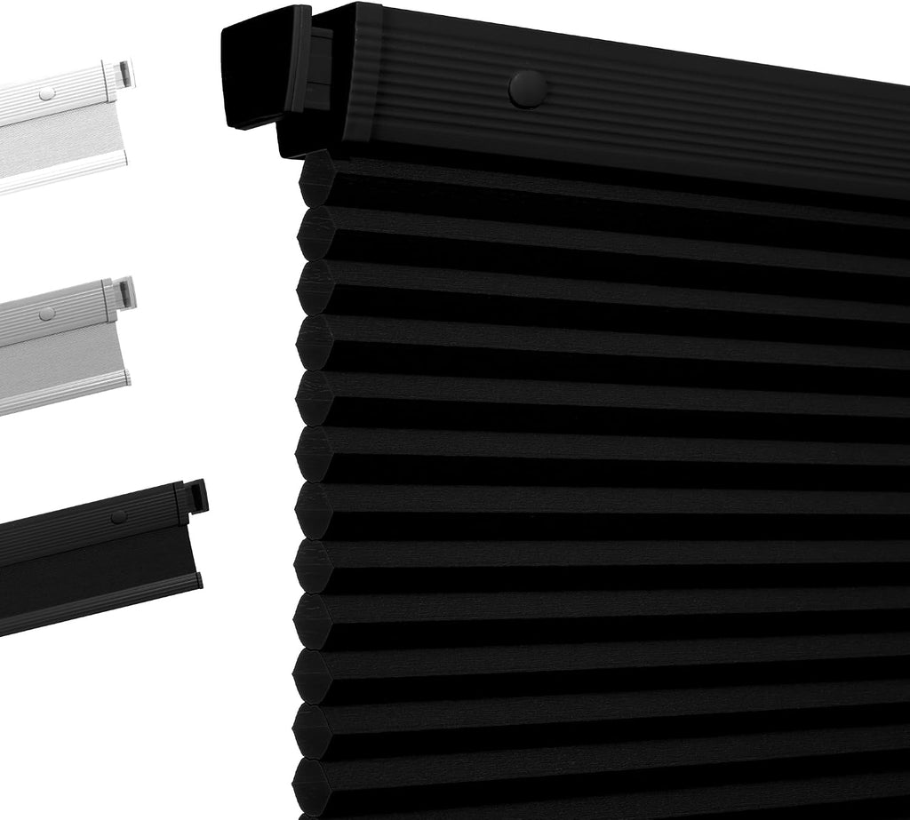 No Drill Cellular Shades for Indoor Windows,White, | Noise R - Black X
