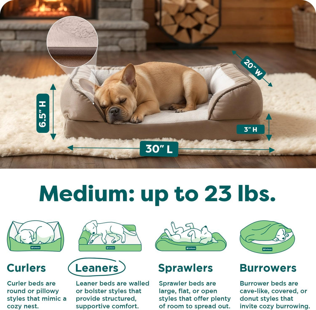 Orthopedic Dog Bed for Medium Dogs, Perfect Comfort Sofa with Removable Bolsters with Orthopedic Egg Crate Foam