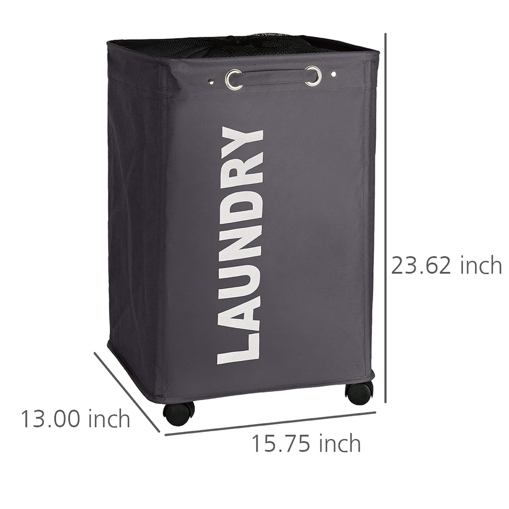 Quadro Laundry Basket with Wheels, Rolling Laundry Bin with Lid, Slim Laundry Hamper, Laundry Sorter, Clothes