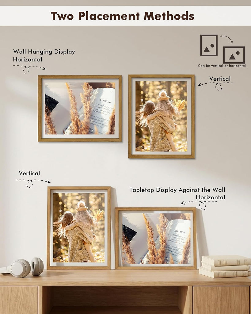 11x14 Floating Photo Picture Frame, Floating Display for Photos 8x10, 7x9, 5x7, 8.5x11 Certificate, or Full Display