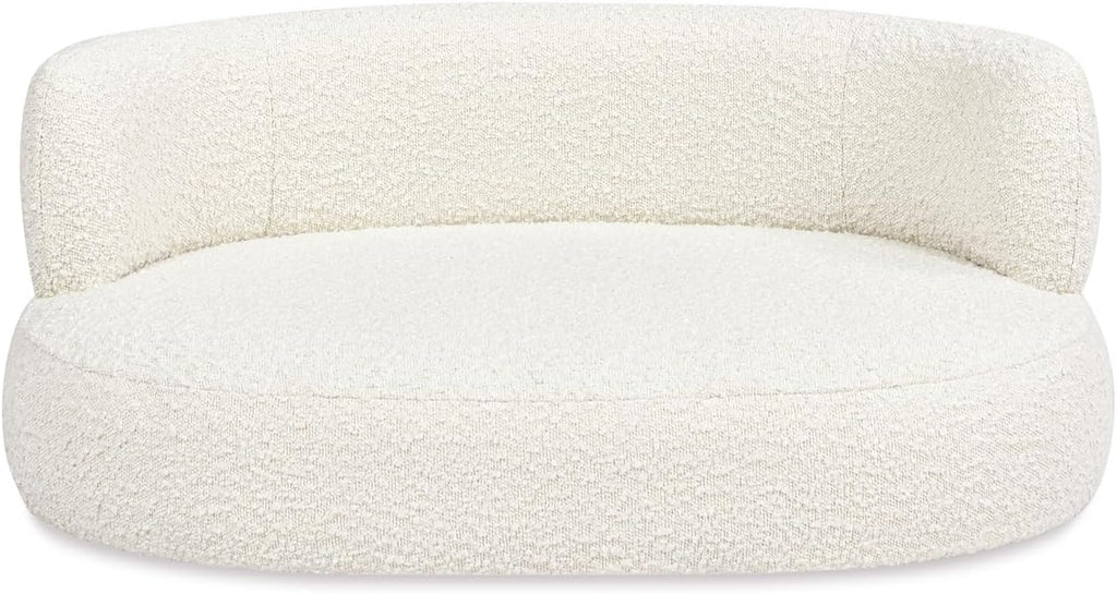 36" Curved Dog Sofa Bed in Ivory White Boucle, Sofa Beds