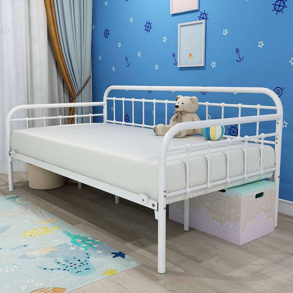 Multi-Purpose Metal Daybed Frame Twin Size, White Color