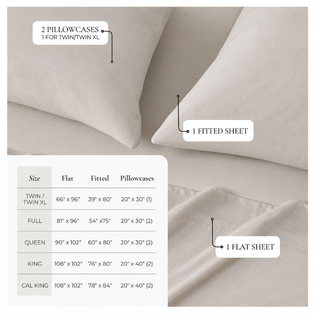 California King Size Organic Cotton Jersey Knit Sheets - Soft, Stretchy, 4-Piece Bed Sheet Set - Breathable Sheet &