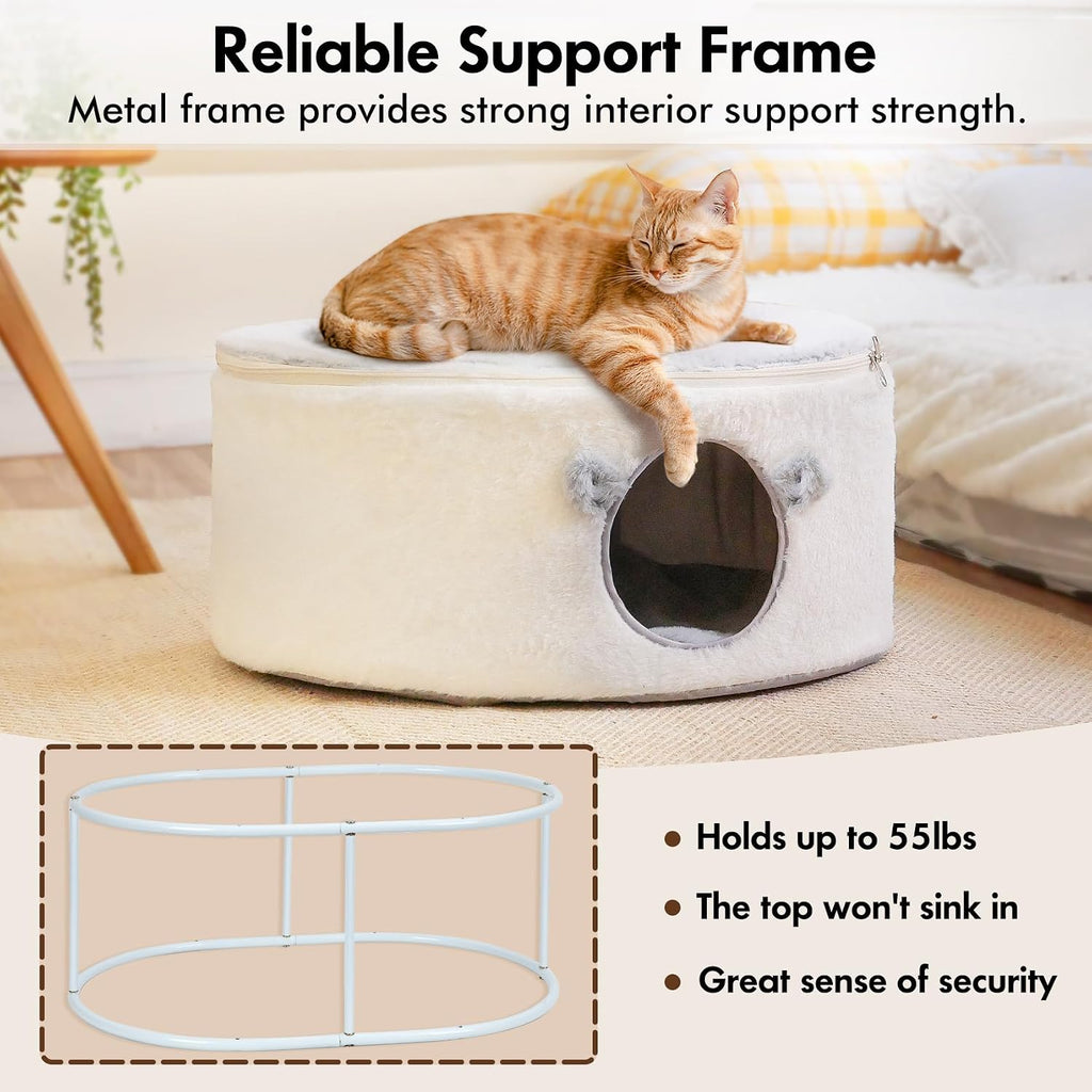 Enclosed Cat House for Indoor Cats, Pet Cave with Washable Cover