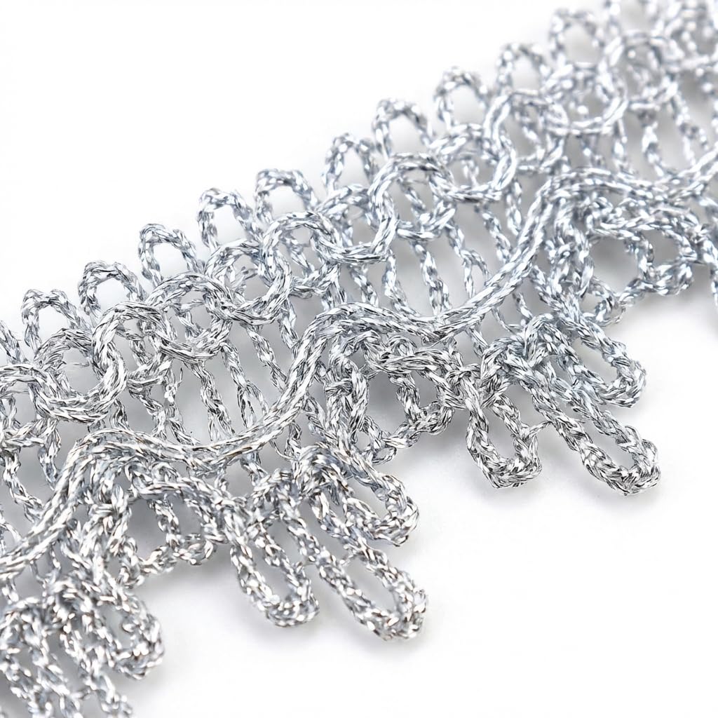 Gold Gimp Trim, Silvery, 1 Inch Wide x 12 Yards
