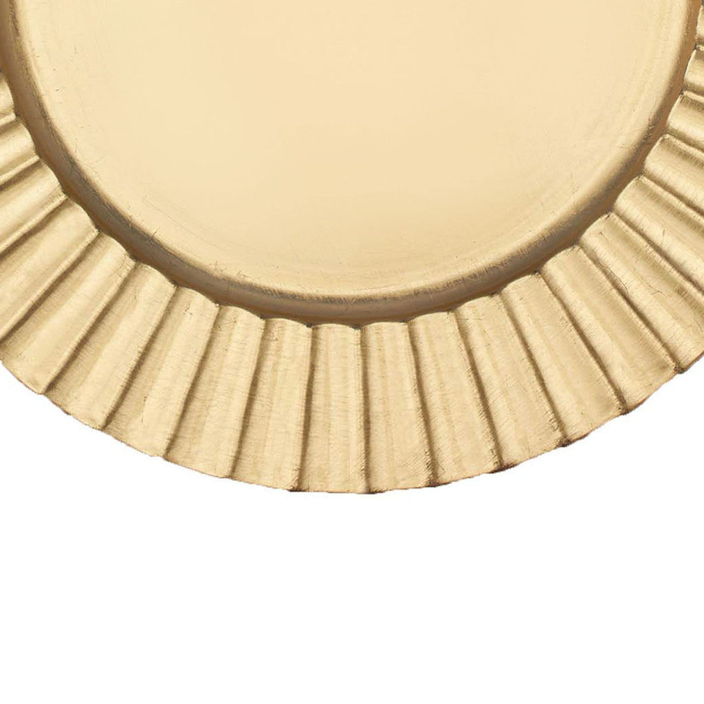 Fluted Edge Plastic Charger Plate | Service Plate for Parties, Dinner, Weddings, Quinceaneras and Events | 13 inch