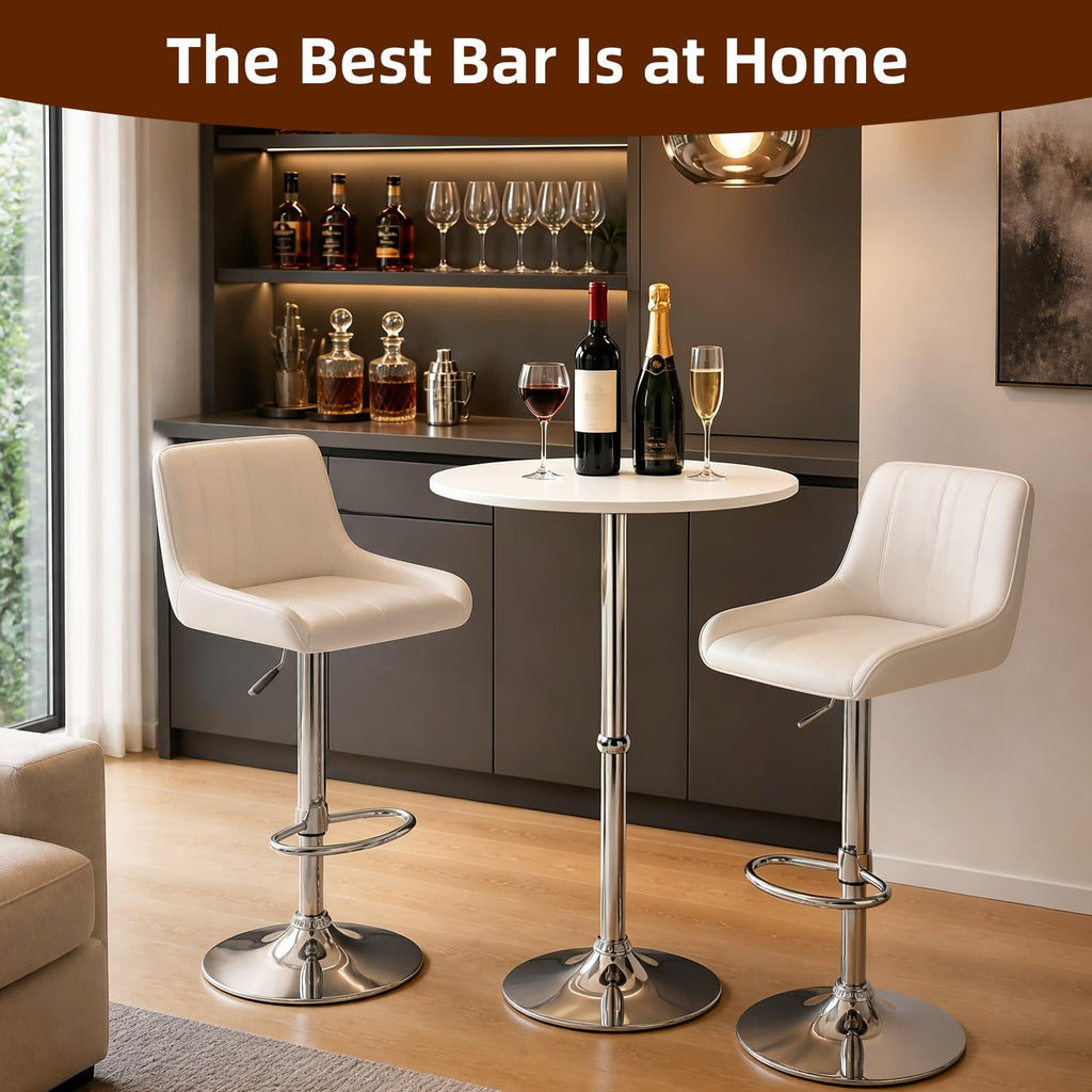 MDF Round Top Not Adjustable (41 INCHES Height) Bar Table, White