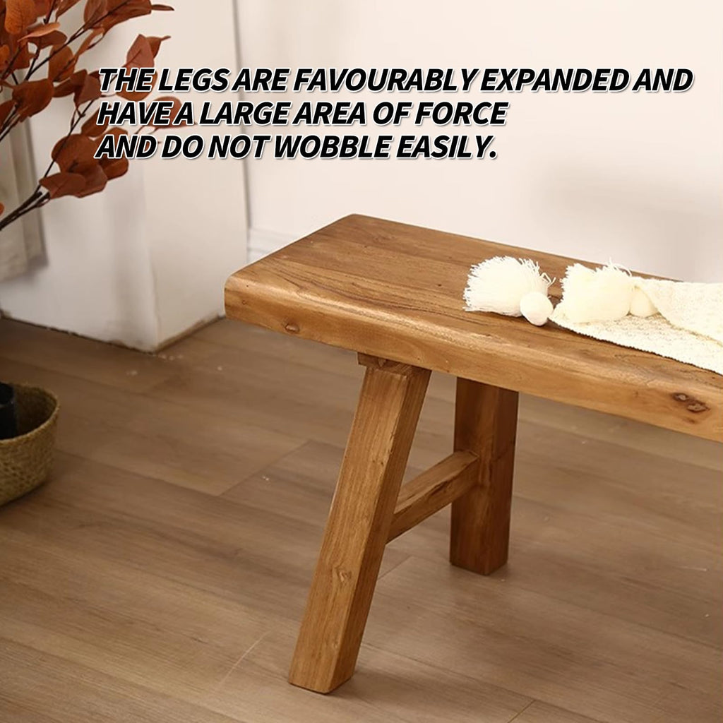 Farmhouse Indoor Solid Wooden Noodle Bench - Rustic Entry Way Benches Seat, Maximum Load, Handcraft Finshed