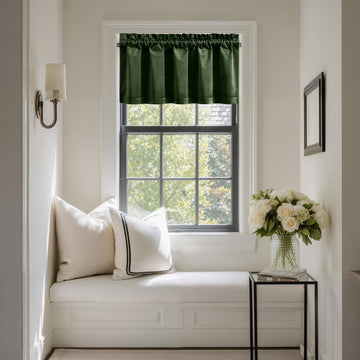 Velvet Cafe Windows Valance, Olive Green Window Treatment, Privacy Protection Home Decoration, W52 x L18, 1 Panel