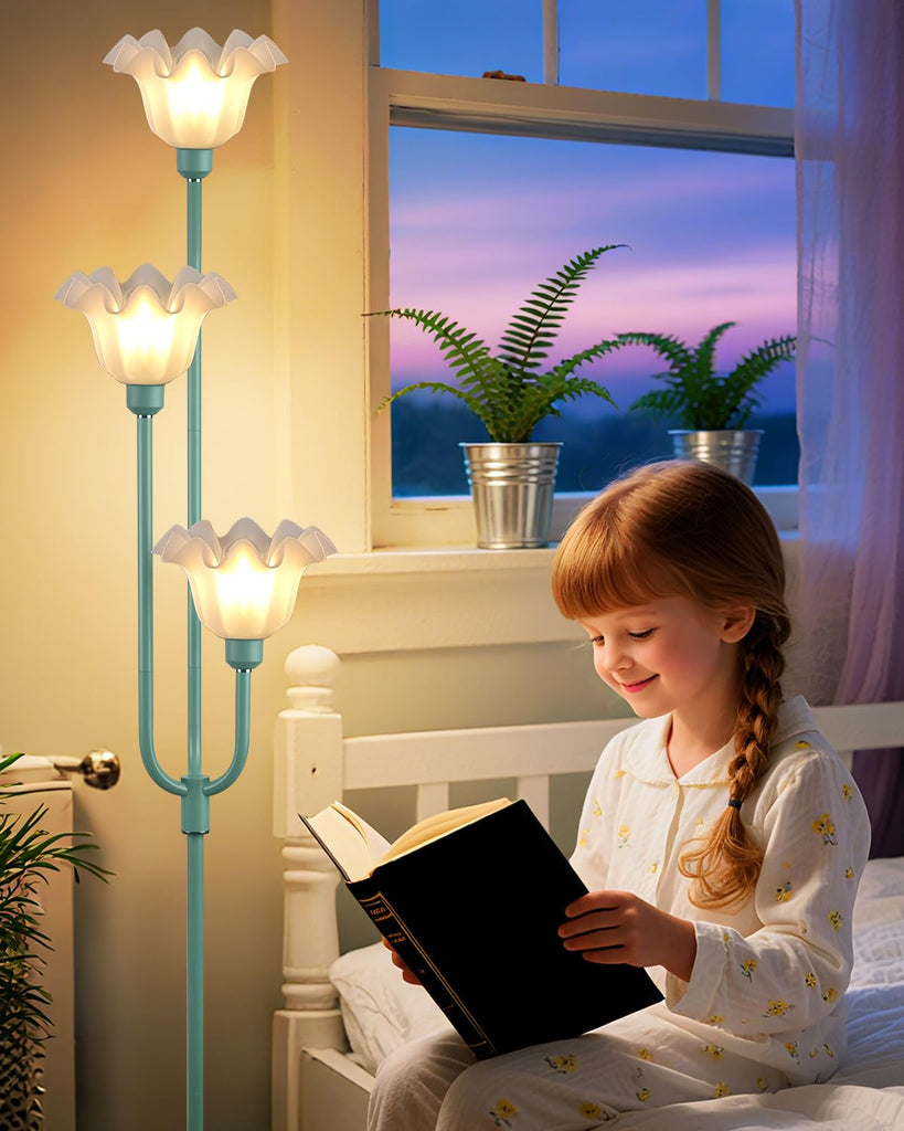 Flower Floor Lamp 3-Lights Rustic Floor Lamps with 3000K Warm White Bulbs for Wedding Party Modern Tall Standing Lamp