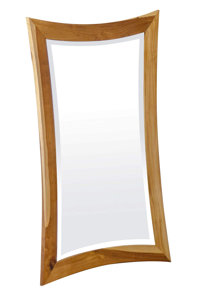 24" Teak Vanity Mirror Wall, Natural Wood
