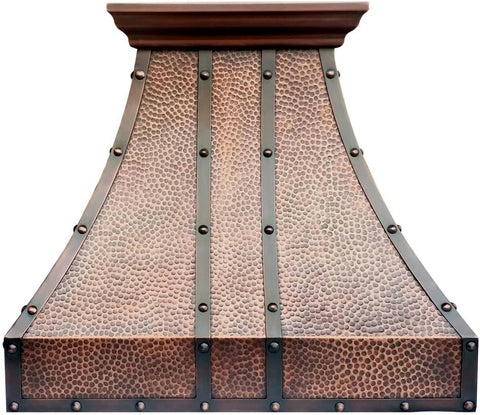 Copper Wall Mount Range Hood 1150 CFM LED Lights Dishwasher-Safe Baffle Filters