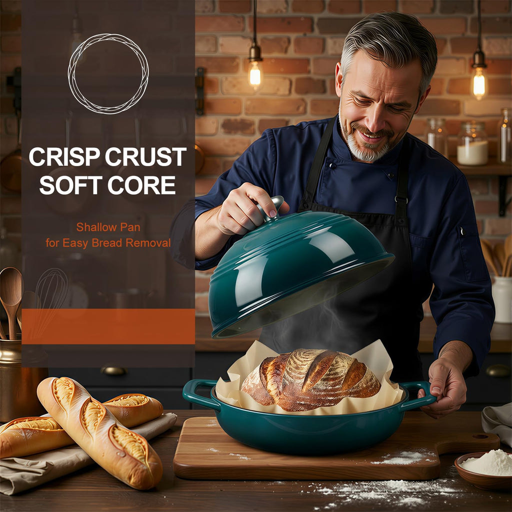 Enameled Cast Iron Dutch Oven, 6QT Bread Oven with Dome Lid Recipe