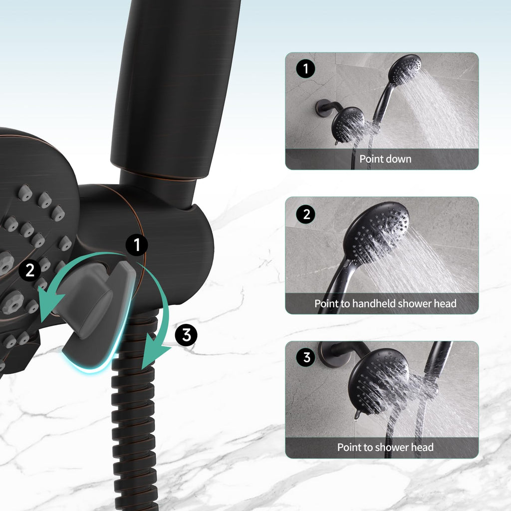 Dual 2 in 1 Shower System with Tub Spout,Oil Rubbed Bronze