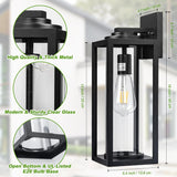 16inch Large Outdoor Wall Lights - 2 Packs Modern Black Exterior Light Fixture with Clear Glass Shade