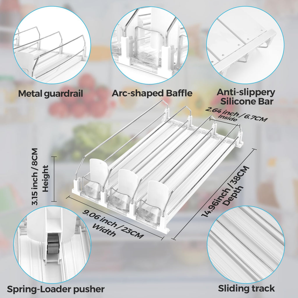 Automatic Drink Dispenser for Fridge, Holds 15 cans Soda, white