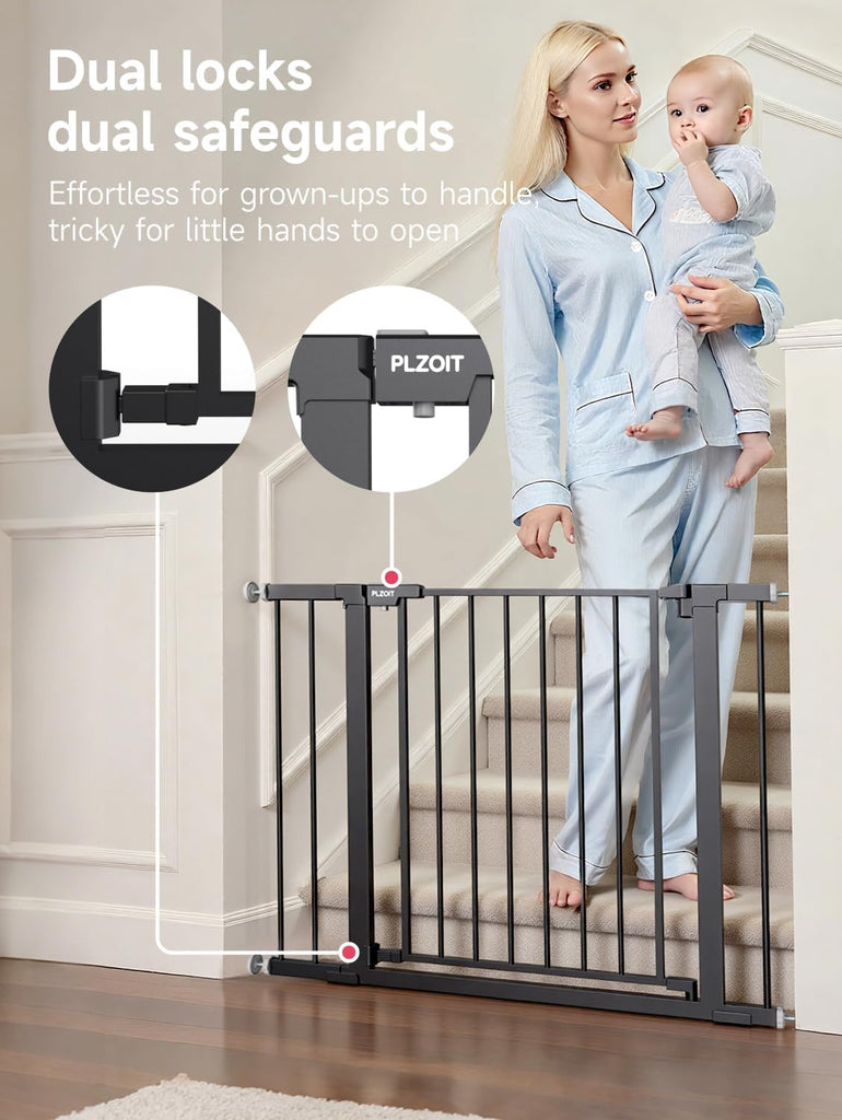 29.5-40.5" Baby Gate for Stairs, Dog Gate for Doorways, Walk Thru Auto Close Metal Baby Safety Gate for The House