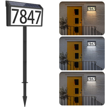 Solar Powered Address Sign House Number Waterproof 3-Light Modes