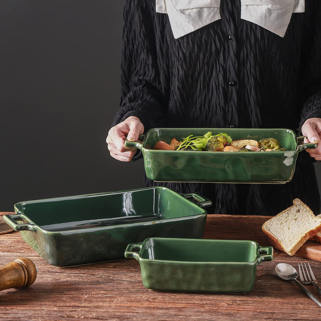 Ceramic Bakeware Set, Porcelain Rectangular Baking Dish, Baking Pan Lasagna Pans Casserole Dish Set for Cooking