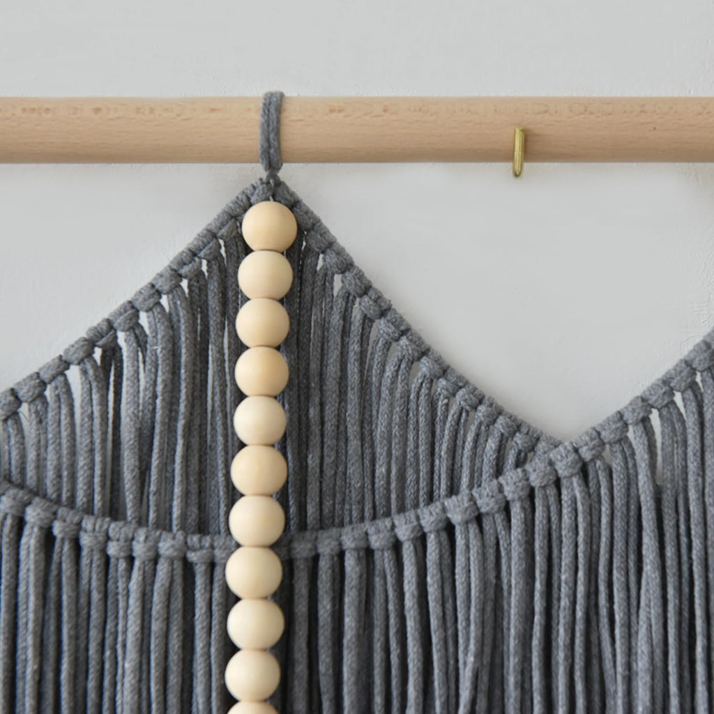 Macrame Wall Hanging Grey Woven Yarn Large Boho Wall Art 57" x 43"