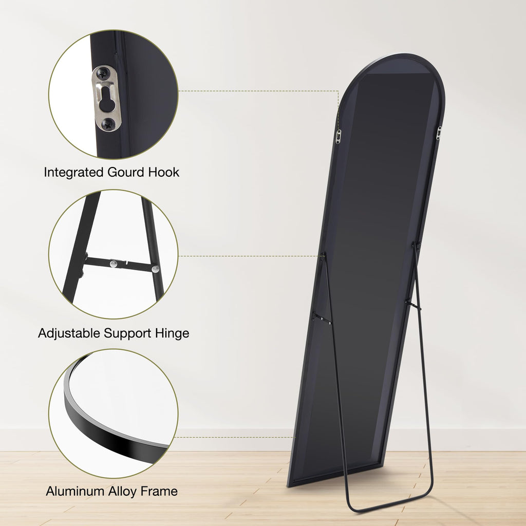 Arched Full Length Mirror with Stand, 60"x16" Full Body Mirror