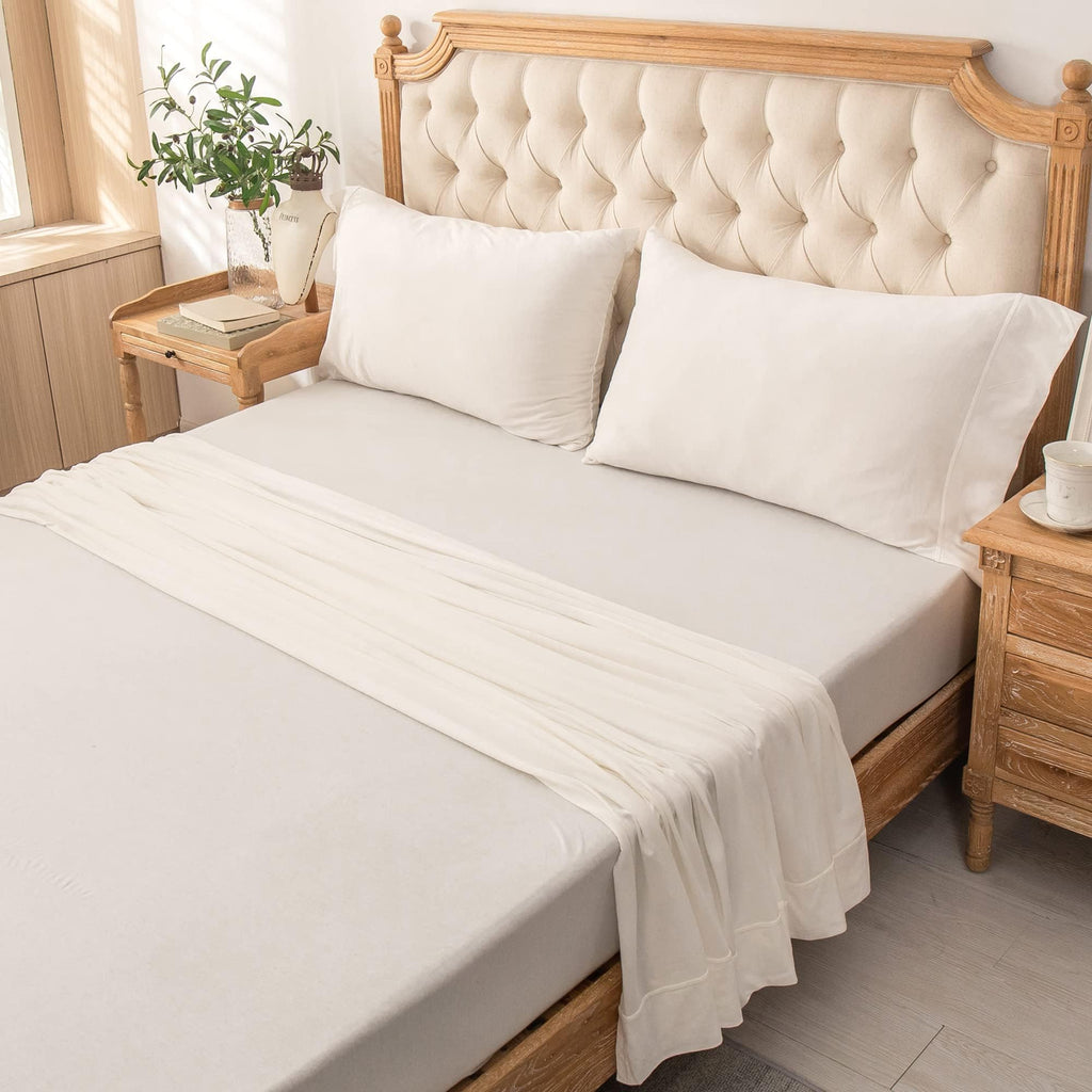 ERA Jersey Knit Sheet Set Solid Off White California King