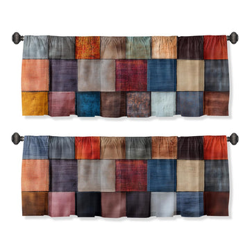 Patchwork Boho Valance Curtain for Windows 2 Pack Patchwork Colorful Vintage Bohemian Rod Pocket Decorative Window