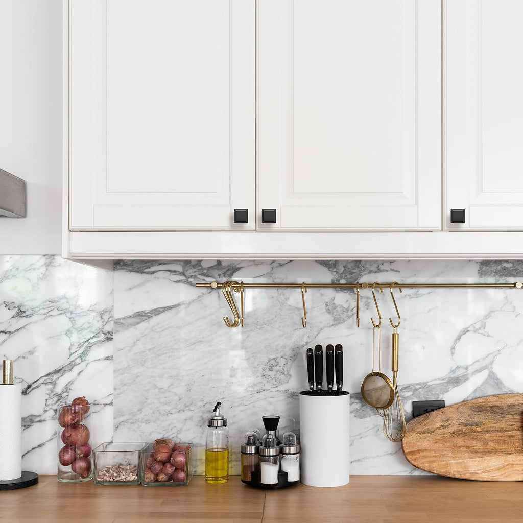 30 Pack Matte Black Square Kitchen Cabinet Knobs,Zinc Solid Drawer Pulls,Farmouse Cabinet Handles and Bathroom, Modern
