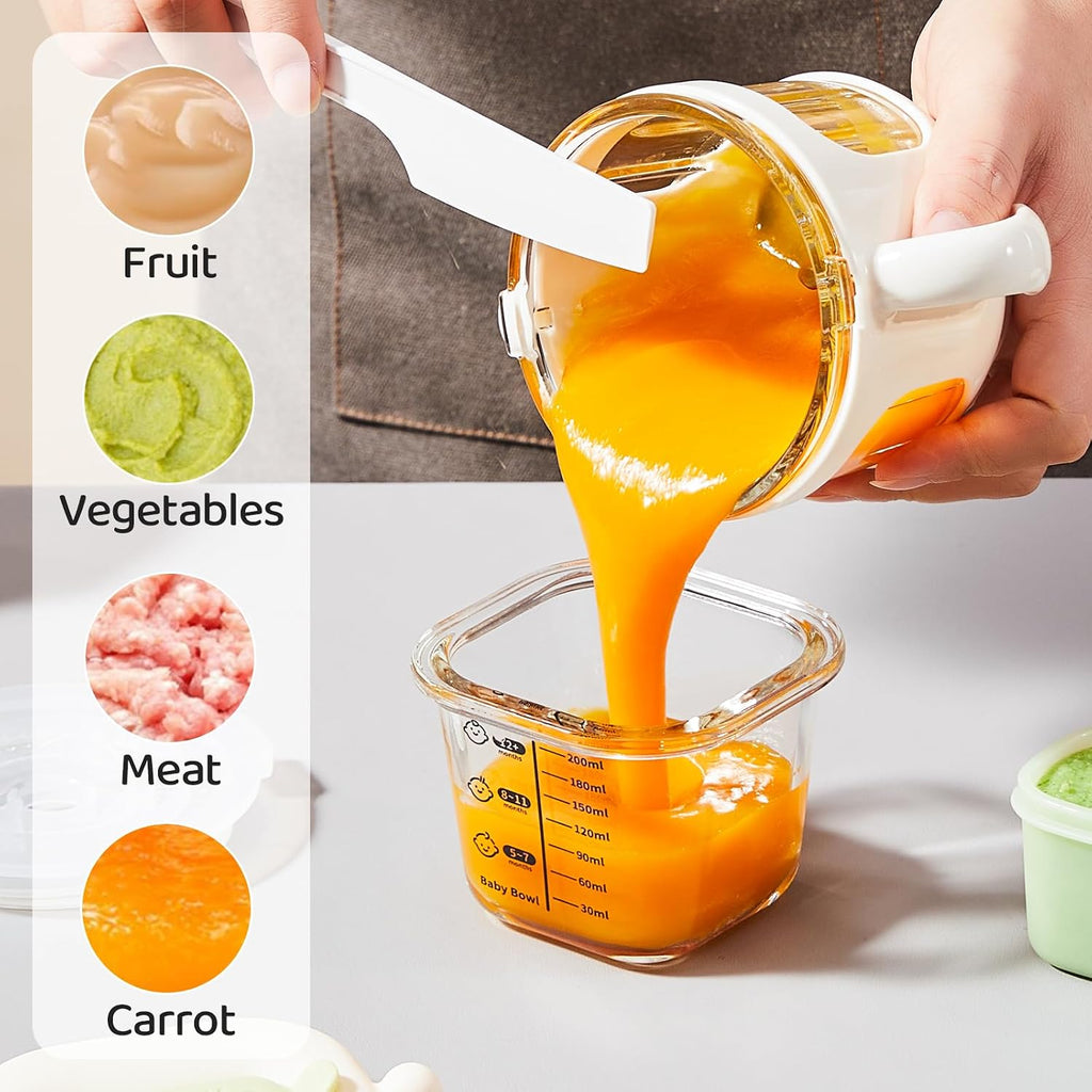 Food Maker, 10 oz Glass Puree Blender with Cup Sleeve, Silver