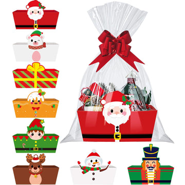 72 Pcs Christmas Gift Baskets Empty to Fill Kit DIY Basket for Gifts Empty Bulk Market Tray Favor with Handles Clear