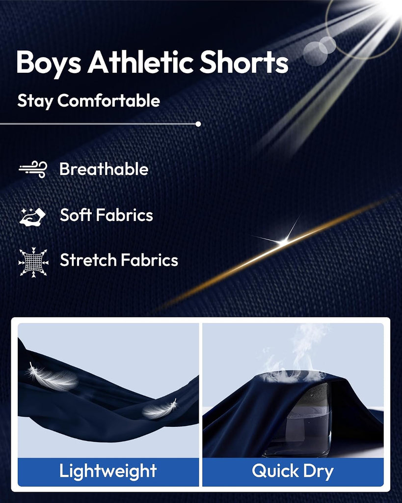 5 Pack Boys Basketball Athletic Shorts Quick Dry with Pockets