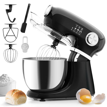 5.3 Quart Electric Stand Mixer With 12 Speed, Low Noise, Black