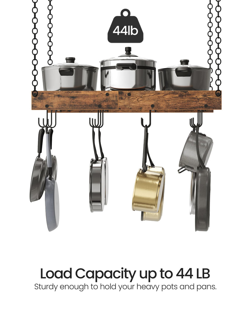 Hanging Pot Rack, Vintage Pot Hangers, Ceiling Mounted Pot Rack, Pot and Pan Hanging Rack with 12 S-Shaped Hooks