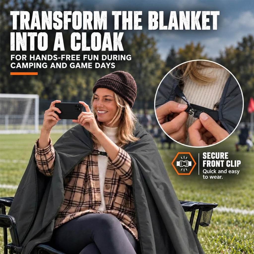 Waterproof Outdoor Blanket with Merino Wool, Extra Thick Warm