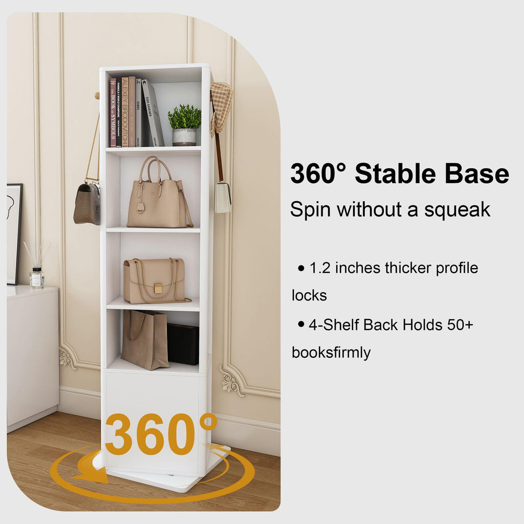 360° Swivel Jewelry Cabinet Makeup Jewelry Armoire with Full Length Mirror, Standing Storage Cabinet with a Coat