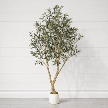 6FT Artificial Olive Tree with Elegant Planter, Large Fake Tree