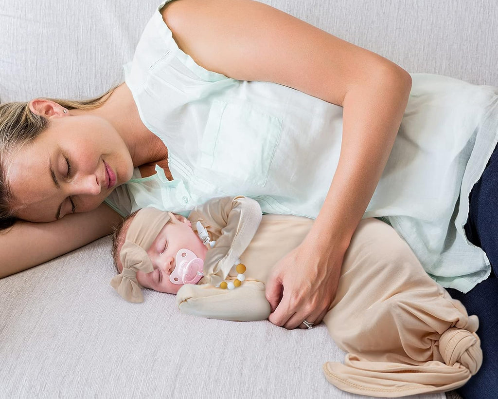 Newborn Baby Knotted Gown, Baby Girl and Boy Sleeping Bag with Mittens and Hat & Bowknot Set