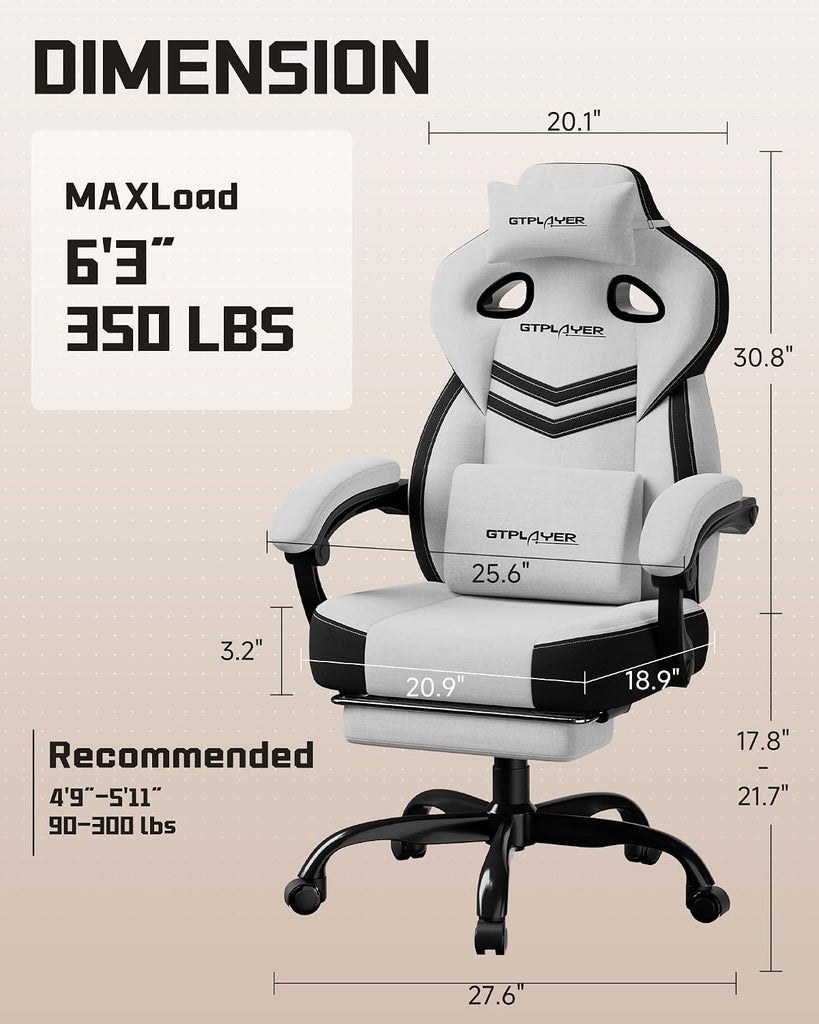 Gaming Chair for Adults, Ergonomic High Back Chair with Footrest | Big & Tall Computer Video Gaming Chair, Comfort