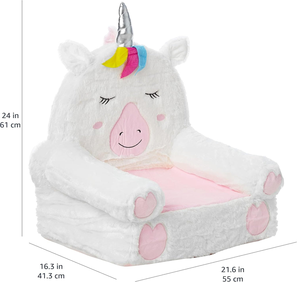 Children's Plush Toddler Chair, Easy to Clean, Unicorn, Medium, Multicolor