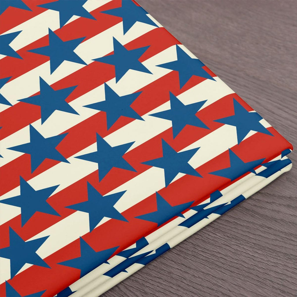 Blue Stars Stripes USA Flag Fabric by The Yard, American Flag Soft Polyester No Stretch Sewing, Red White Lines